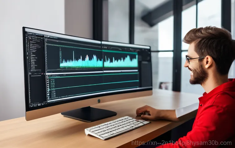 개봉동 RAM조립 및 교체수리 - A highly focused computer technician, wearing a clean, dark blue work polo shirt and an anti-static ...