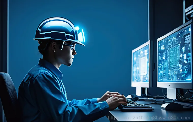 도봉동 STATUS_KERNEL_HANDLE_INVALID - **Prompt 1: The Frustration of a Blue Screen**
    A person, appearing around 20-30 years old, with ...