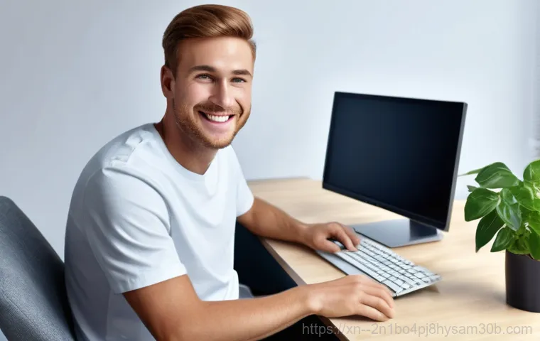 공항동 중고컴퓨터 pc 출장판매설치 - A professional, friendly computer technician, wearing a clean, branded uniform, kneels beside a desk... 공항동 중고컴퓨터 pc 출장판매설치 - A professional, friendly computer technician, wearing a clean, branded uniform, kneels beside a desk...