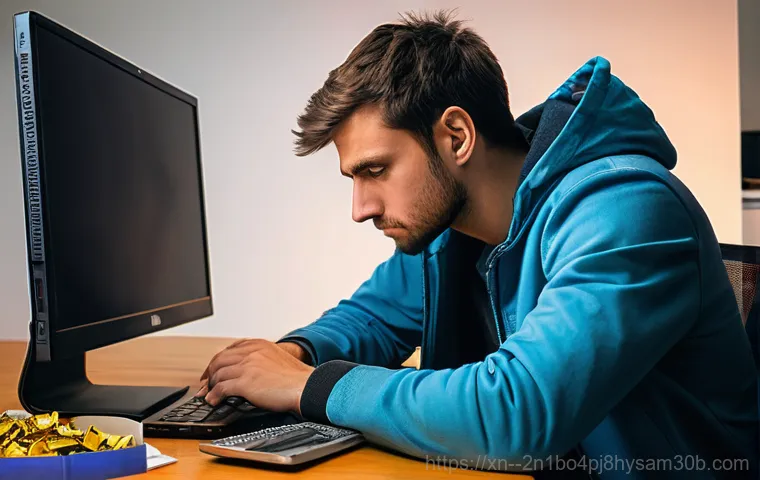 입정동 프리도스 윈도우설치 - A frustrated young adult, female, sits at a modern desk in a home office, staring intently at a slee... 입정동 프리도스 윈도우설치 - A frustrated young adult, female, sits at a modern desk in a home office, staring intently at a slee...