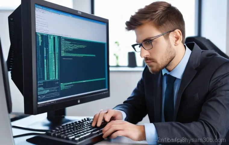 사간동 REGISTRY_ERROR - **Prompt:** A dynamic, abstract representation of a computer user's struggle with a "REGISTRY_ERROR....