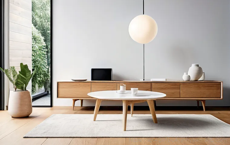 신이문동 STATUS_DEVICE_OFFLINE - A determined adult woman (in her early 30s) is carefully reaching behind a modern, sleek white Wi-Fi...