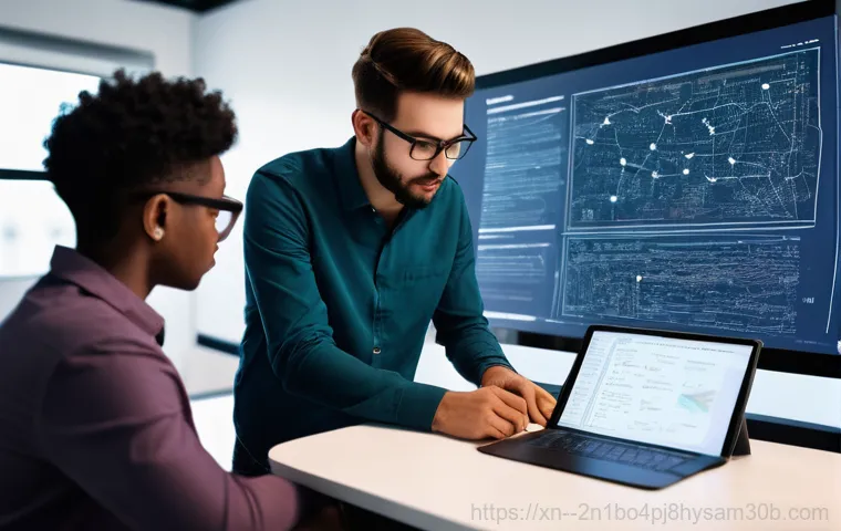 직동 STATUS_INVALID_CALLER - **Prompt:** Two stylized, futuristic robots, one representing a "Client System" and the other an "AP...