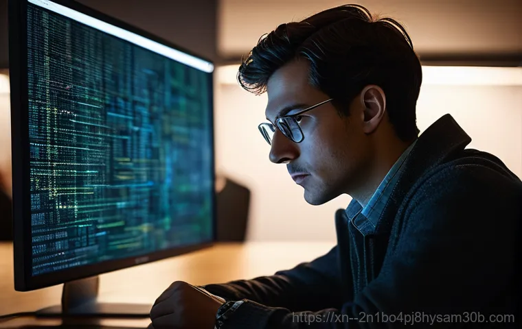 일산 STATUS_MODULE_NOT_FOUND - A programmer, male or female, mid-20s to 30s, sits in front of a computer screen displaying a crypti...