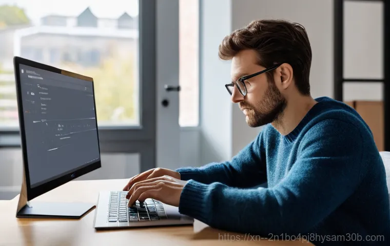 봉천동 DRIVER_POWER_STATE_FAILURE - **Prompt:** A young adult, looking frustrated and stressed, sits in front of a modern desktop comput...