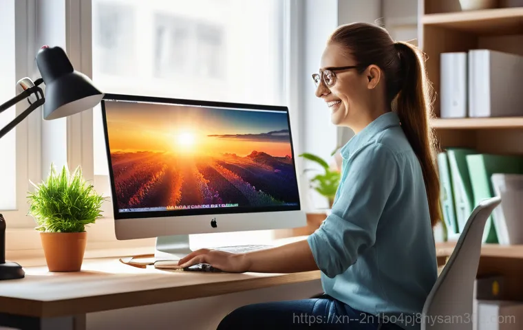 명일동 윈도우10 windows10 재설치 포맷 초기화 - A woman with a focused expression is meticulously backing up important documents and photos from her... 명일동 윈도우10 windows10 재설치 포맷 초기화 - A woman with a focused expression is meticulously backing up important documents and photos from her...