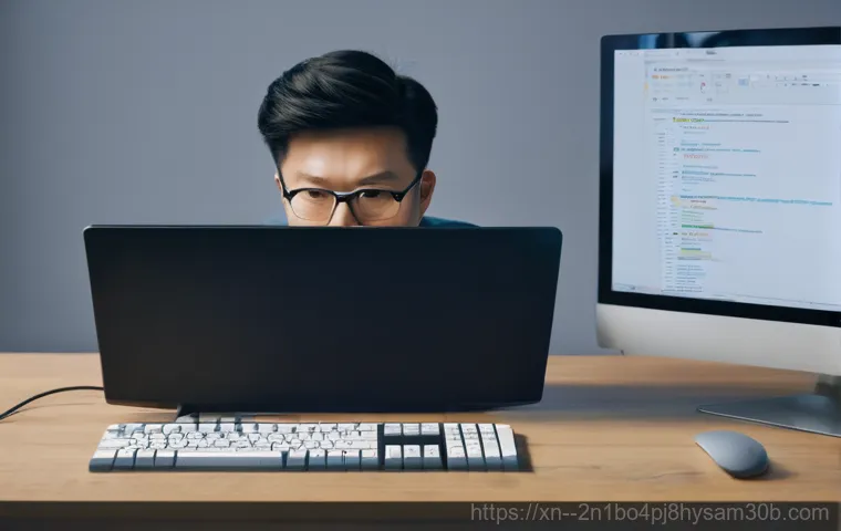 신당5동 네트워크구축 설정 및 세팅오류해결 - A professional IT technician, a man in his late 30s with a focused expression and wearing a work uni...