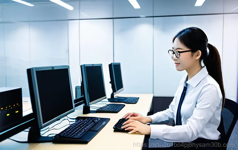 창천동 네트워크구축 설정 및 세팅오류해결 - A person (female, late 20s, wearing a comfortable long-sleeve top and jeans) is actively troubleshoo... 창천동 네트워크구축 설정 및 세팅오류해결 - A person (female, late 20s, wearing a comfortable long-sleeve top and jeans) is actively troubleshoo...