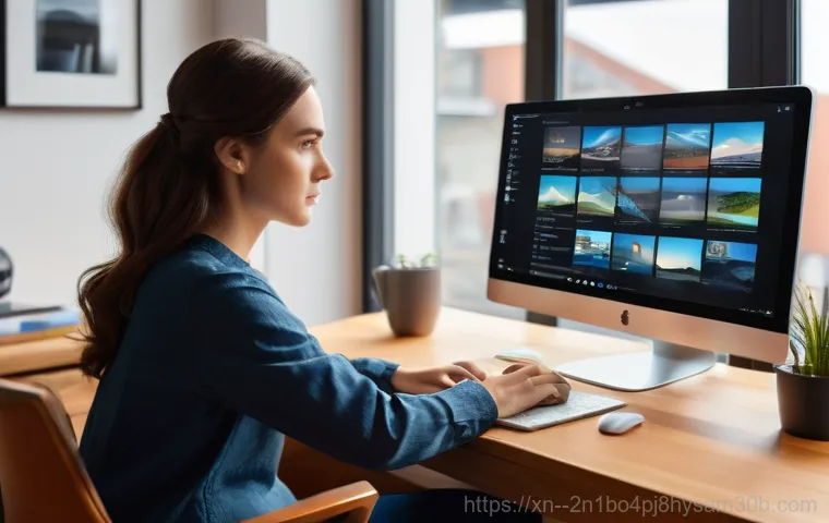 방배동 NAS출장방문수리점 - A concerned person (gender-neutral, mid-30s, dressed in business casual attire) looking worriedly at...