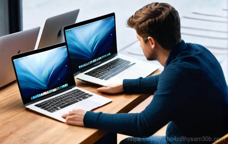 당주동 맥북에어 판매 및 수리 - **Prompt 1: Professional MacBook Air Repair**
    A close-up, high-angle shot of a skilled, professi...