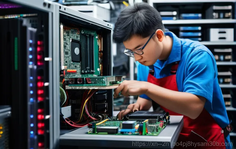 개봉동 STATUS_KERNEL_DEBUG_FAILURE - A person, visibly stressed and frustrated, sits in a dimly lit home office, their face illuminated b...