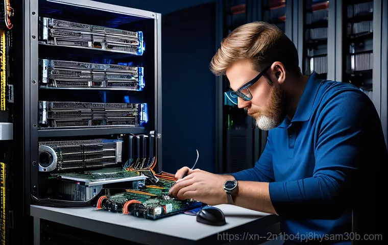 대흥동 하드조립 및 교체수리 - A young adult, looking frustrated, sits at a desk with an old, visibly struggling laptop displaying ... 대흥동 하드조립 및 교체수리 - A young adult, looking frustrated, sits at a desk with an old, visibly struggling laptop displaying ...