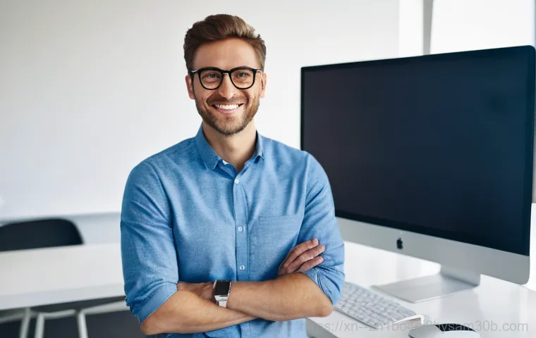 사리현동 SOFTWARE_EXCEPTION - A young woman in her late 20s, wearing a comfortable long-sleeved top and jeans, sits at a modern wo...