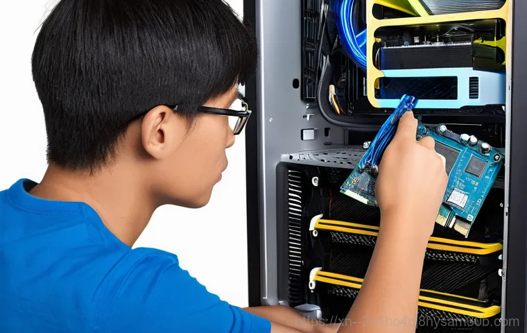 천연동 블루스크린 - **Image Prompt: The Frustrated User and the Blue Screen of Death**
    A young professional (gender-...