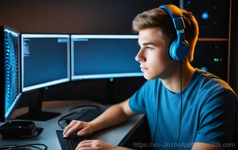 와룡동 NTFS_FILE_SYSTEM - A young adult, looking concerned, sits in front of a laptop. Around them, ethereal, semi-transparent... 와룡동 NTFS_FILE_SYSTEM - A young adult, looking concerned, sits in front of a laptop. Around them, ethereal, semi-transparent...
