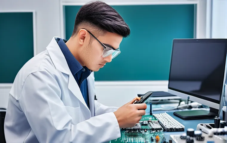 수색동 부팅불가 - A close-up shot of a person's hands (gender-neutral) carefully holding a computer RAM stick. One han... 수색동 부팅불가 - A close-up shot of a person's hands (gender-neutral) carefully holding a computer RAM stick. One han...