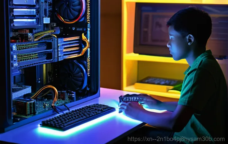 용신동 SYSTEM_SERVICE_EXCEPTION - **Prompt 1: Unexpected Blue Screen Panic**
    A young adult, either male or female, sitting at a de...