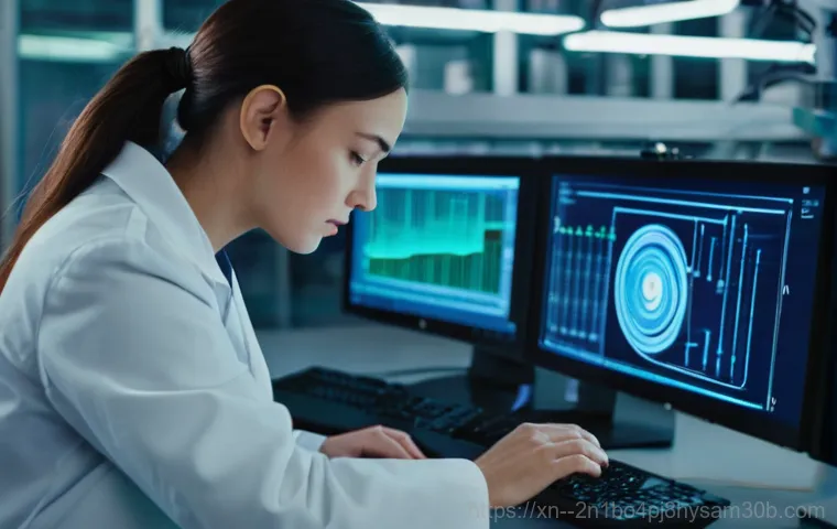 관철동 pc복구중 - A close-up shot of a modern computer monitor displaying a completely black screen, with faint intern... 관철동 pc복구중 - A close-up shot of a modern computer monitor displaying a completely black screen, with faint intern...