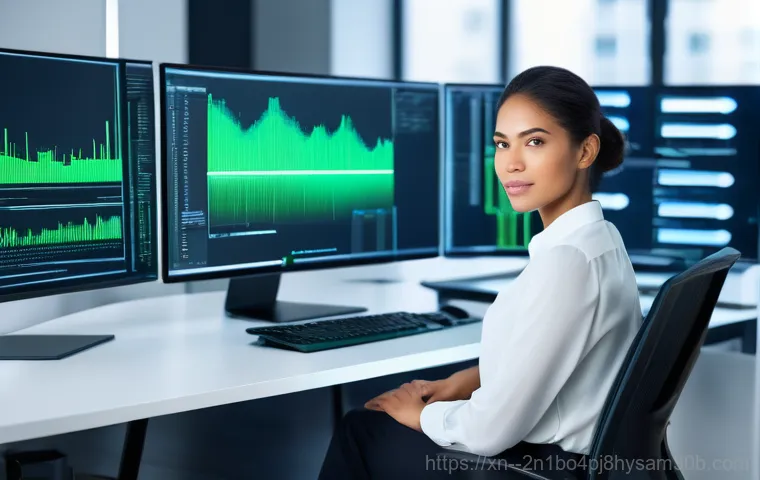 대신동 STATUS_CONTROL_C_EXIT - A male developer, looking concerned and wearing a business-casual outfit, stands in a server room ba...