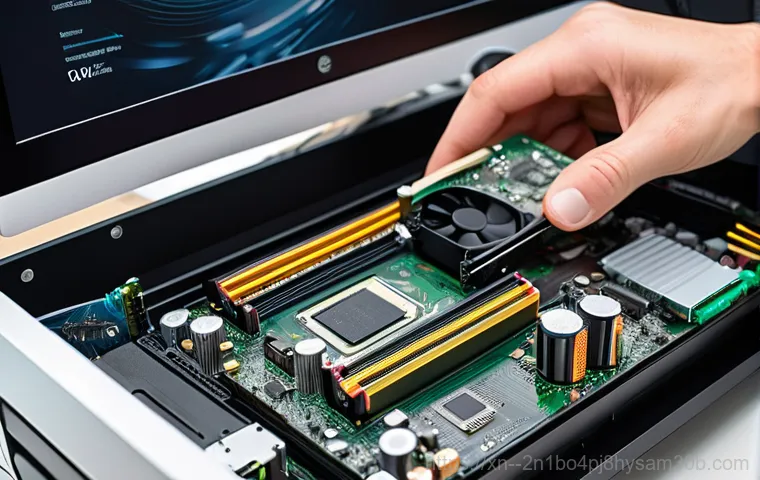 일산동 VGA조립 및 교체수리 - A close-up shot of a skilled computer technician's hands, wearing anti-static gloves, carefully exam... 일산동 VGA조립 및 교체수리 - A close-up shot of a skilled computer technician's hands, wearing anti-static gloves, carefully exam...
