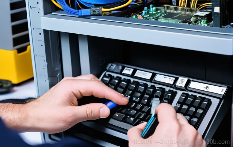 인수동 STATUS_KERNEL_MODE_EXCEPTION - **Prompt:** A close-up shot of a modern desktop computer monitor displaying a vibrant blue screen of...