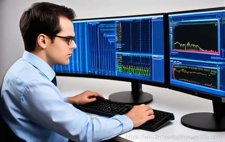 수하동 STATUS_KERNEL_LOG_FAILURE - A young professional, looking distressed, stares at a computer monitor displaying a blue screen of d... 수하동 STATUS_KERNEL_LOG_FAILURE - A young professional, looking distressed, stares at a computer monitor displaying a blue screen of d...