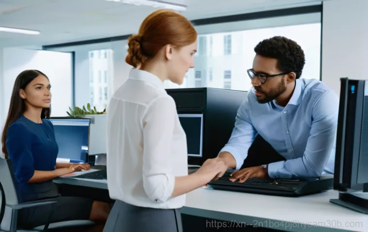 신영동 네트워크구축 설정 및 세팅오류해결 - A brightly lit, modern office space with a female IT professional in her late 20s, dressed in busine... 신영동 네트워크구축 설정 및 세팅오류해결 - A brightly lit, modern office space with a female IT professional in her late 20s, dressed in busine...