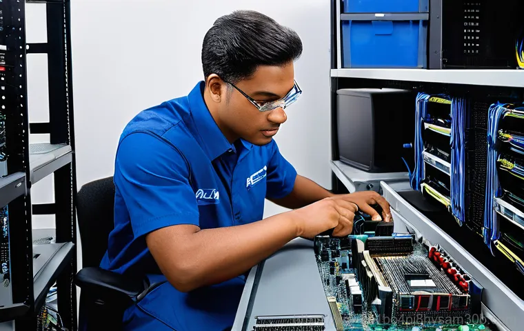 남영동 메인보드조립 및 교체수리 - A close-up, artistic shot inside an open desktop computer case, focusing on the motherboard. The mot...