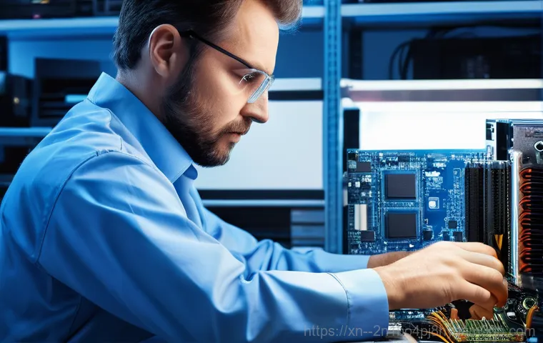 마포구 메인보드조립 및 교체수리 - A frustrated person in their late 20s to early 30s, sitting at a desk, looking intently at a desktop... 마포구 메인보드조립 및 교체수리 - A frustrated person in their late 20s to early 30s, sitting at a desk, looking intently at a desktop...