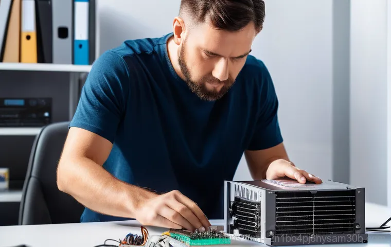 마포구 메인보드조립 및 교체수리 - A skilled computer repair technician, a man in his 40s, wearing a clean technician's uniform and an ... 마포구 메인보드조립 및 교체수리 - A skilled computer repair technician, a man in his 40s, wearing a clean technician's uniform and an ...