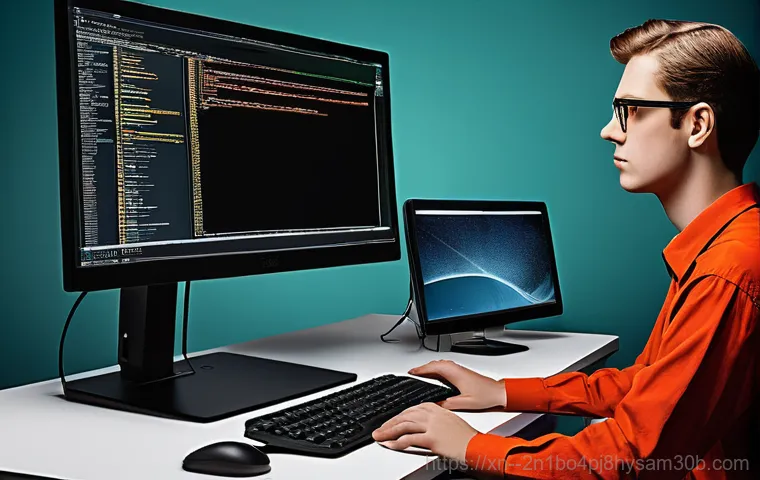 주엽동 STATUS_KERNEL_FILE_SYSTEM_ERROR - **Prompt:** A young professional, looking visibly stressed and frustrated, sits at a desk in a moder...