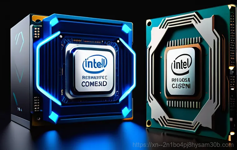 철산동 cpu조립 및 교체수리 - A vibrant, futuristic image of a powerful CPU glowing with ethereal light at the center of a sleek, ...