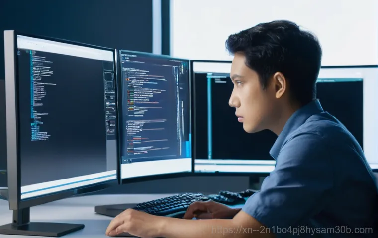 상면 STATUS_KERNEL_THREAD_INTERRUPTED - An abstract, highly stylized depiction of a computer's internal 'kernel' system. Glowing, interconne...