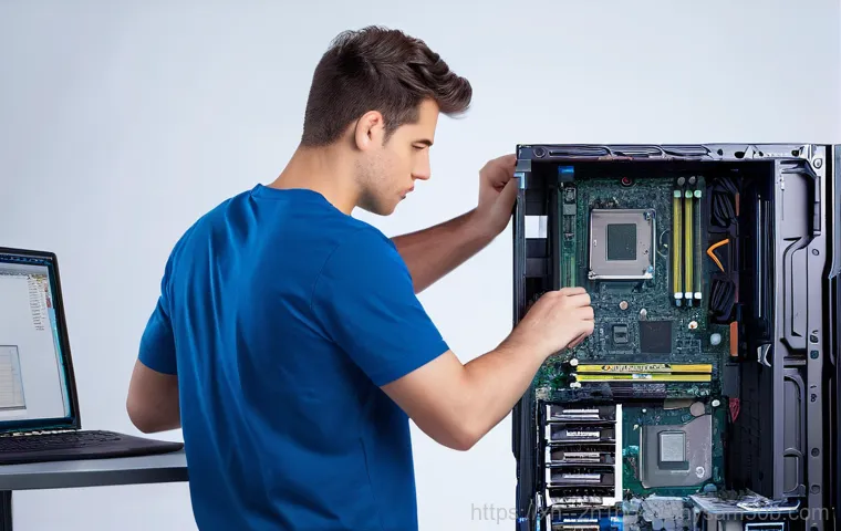 삼각동 STATUS_PAGE_FAULT - **Prompt:** A young adult, looking visibly frustrated and slightly panicked, sits in front of a comp...