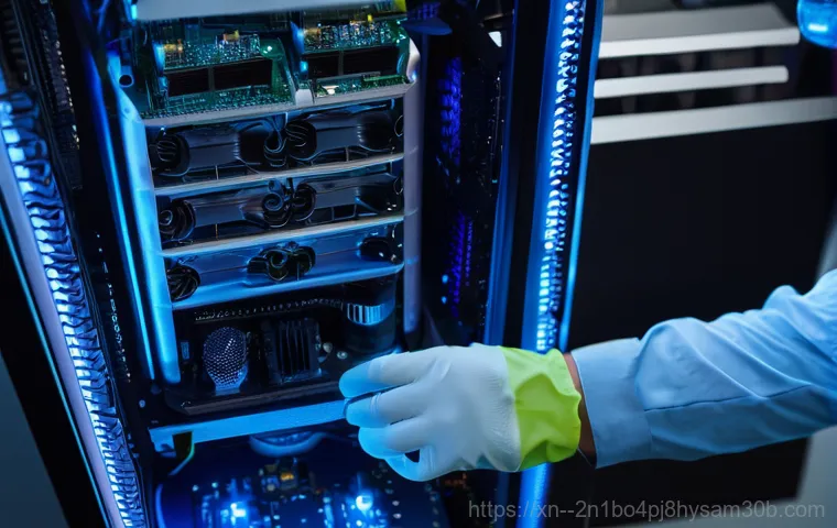 익선동 POOL_CORRUPTION_IN_FILE_AREA - A young adult, looking visibly stressed and frustrated, sits in front of a computer monitor that dis...