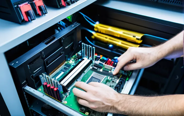 상암동 RAM조립 및 교체수리 - A vibrant, modern home office setup with a user, mid-20s, smiling brightly while effortlessly multit...