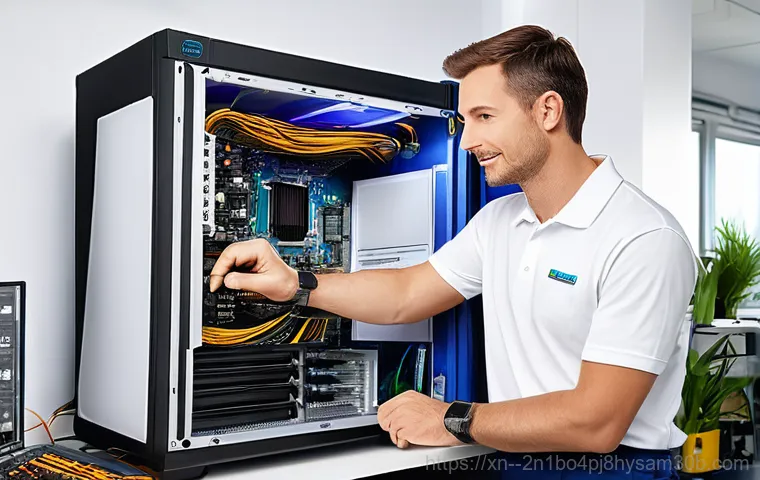 효자동 서버출장방문수리점 - **Prompt for Computer/Server Issues:**
    A person in their late 20s to early 30s, dressed in casua...