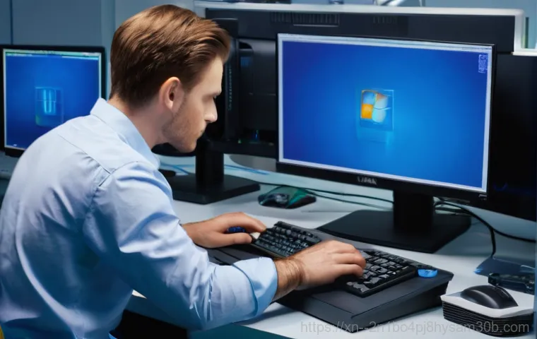 수색동 PAGE_TABLE_CORRUPT - **Prompt 1: The Sudden Blue Screen Crisis**
    A wide shot of a person in their late 20s, wearing a...