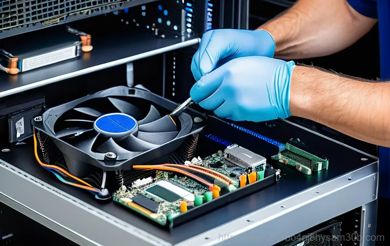 신이문동 HDD조립 및 교체수리 - A frustrated young female student, aged around 20, sitting at a cluttered desk in a dimly lit room, ...