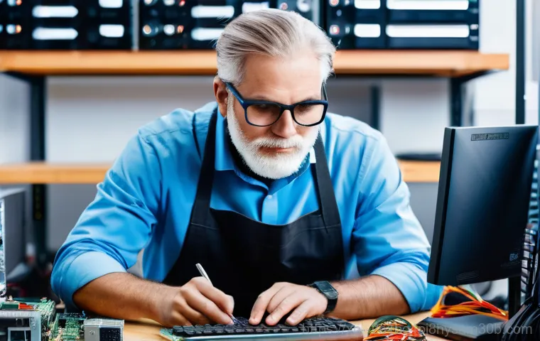 숭인동 HDD조립 및 교체수리 - A vibrant, dynamic image depicting the contrast between an old HDD and a new SSD. On the left side, ...