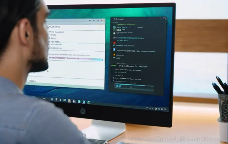 용신동 linux재설치 포맷  초기화 - A detailed photo of a person diligently preparing for a Linux reinstallation. The person is sitting ...