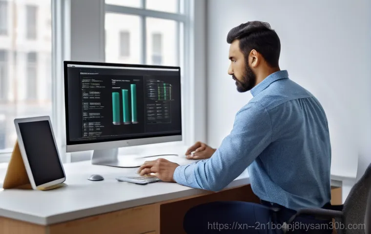 옥인동 DRIVER_CAUGHT_MODIFYING_FREED_POOL - **Prompt:** A distraught person (adult, wearing casual clothes) sitting in front of a computer monit...