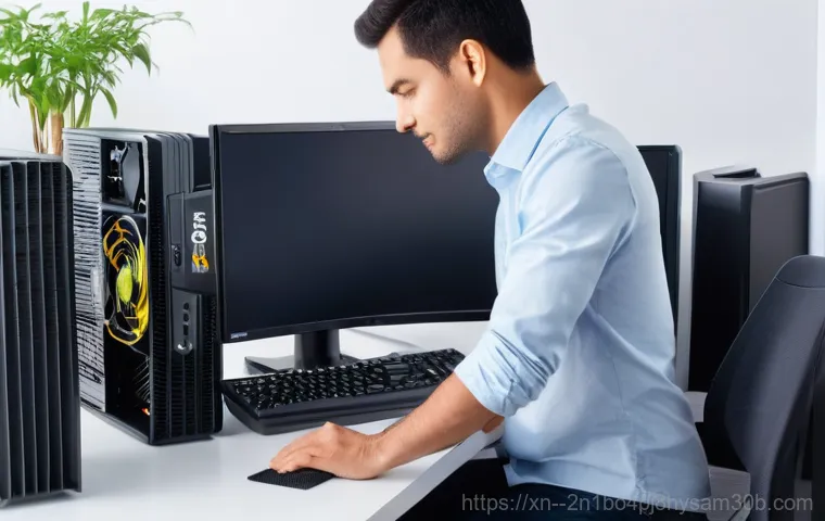 제기동 STATUS_KERNEL_INIT_FAILURE - **Prompt:** A person in their late 20s, wearing a clean, tech-casual t-shirt and jeans, is meticulou...