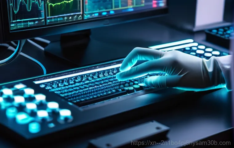 대림동 ATTEMPTED_EXECUTE_OF_NOEXECUTE_MEMORY - A close-up of a person's (gender-neutral, wearing casual clothing) face, illuminated by the stark bl...