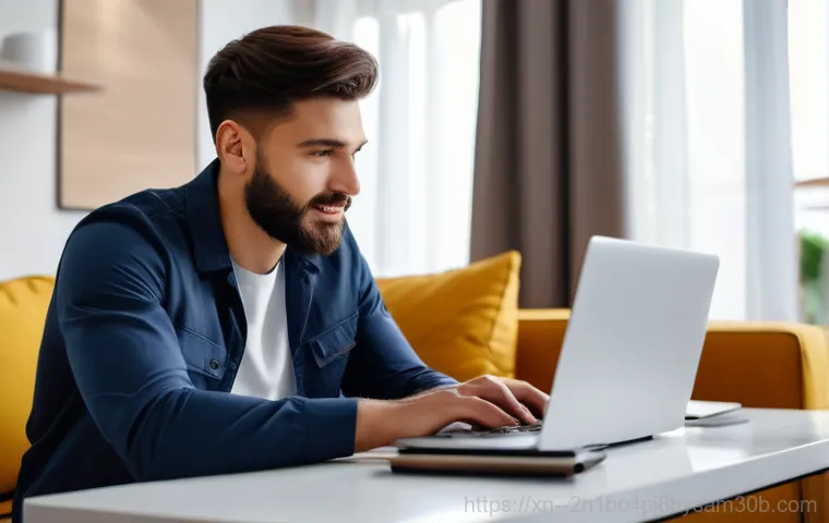 현저동 노트북 laptop 출장방문수리점 - A young professional woman, looking stressed and anxious, sits at her home office desk, staring in d...