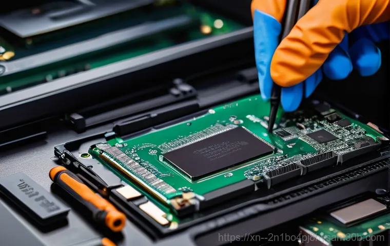 현저동 노트북 laptop 출장방문수리점 - A friendly, professional male technician in a clean uniform is carefully working on an opened laptop...