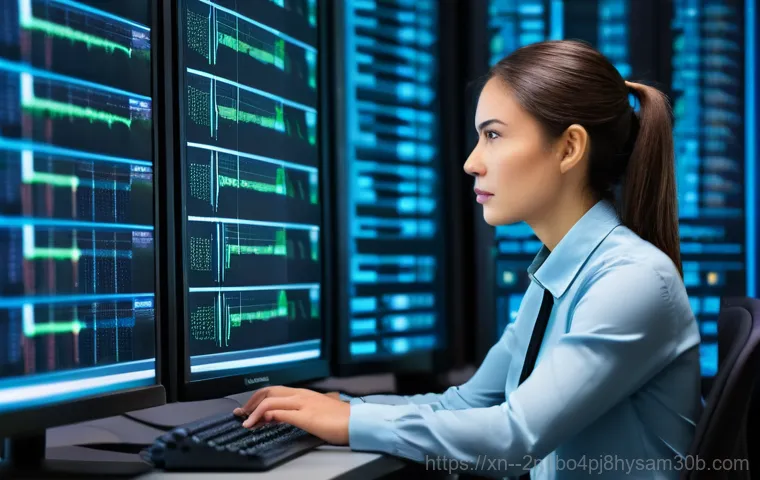 홍파동 STATUS_KERNEL_CONNECTION_TIMEOUT - An abstract, highly stylized depiction of a computer's "kernel" as a glowing, intricate central core...