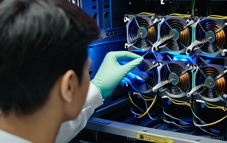 자양동 NMI_HARDWARE_FAILURE - A young adult, dressed in a casual t-shirt and jeans, sits calmly at a modern desk, gazing at a comp...