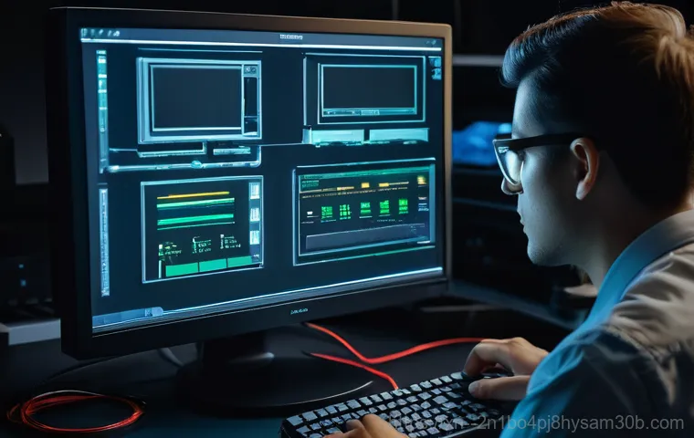 염창동 STATUS_KERNEL_MODULE_FAILURE - **Image Prompt 1: The Blue Screen of Despair**
    A person, early 30s, gender-neutral, with a look ...