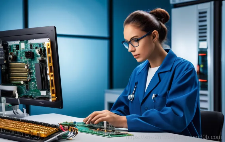 도렴동 PROCESS_HAS_LOCKED_PAGES - A young adult (male or female) sitting at a desk, looking visibly stressed and confused at a compute...